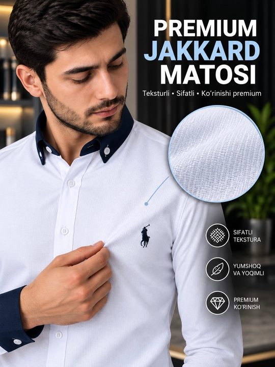Мужская белая рубашка UTEC Slim Fit, из 100% хлопка
