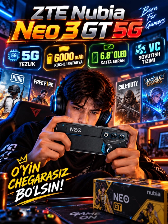 ZTE Nubia Neo 3 GT 5G 6000 мАч 120 FPS 🎁 НАБОР НОЖЕЙ В ПОДАРОК 🔪мощный смартфон геймеров