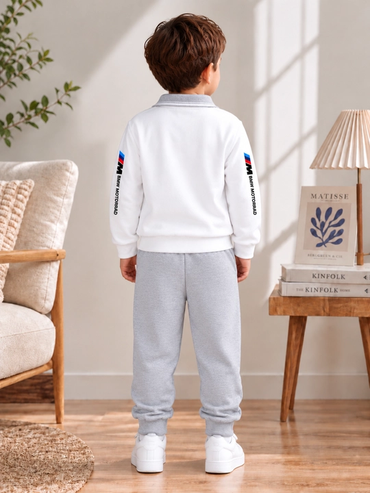 O‘g‘il bolalar uchun kuzgi komplekt-dvoyka, 3–4 yosh — yoqali svitshot va jogger shim