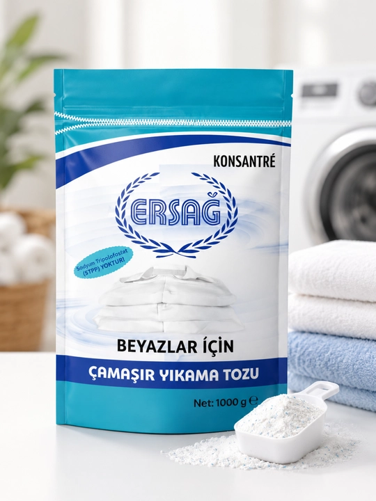 ERSAG oq kiyimlar uchun kir yuvish kukuni 1000 g fosfatsiz oqartiruvchi