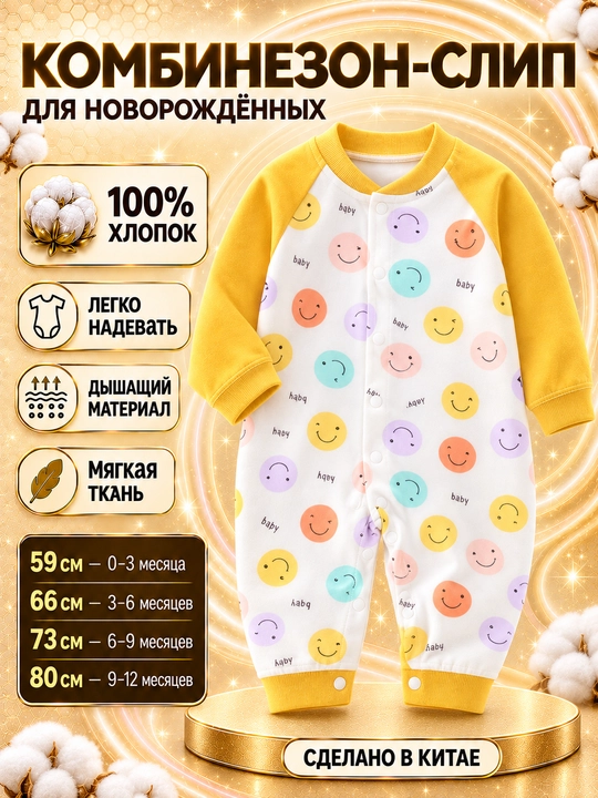 Yangi tug‘ilgan chaqaloqlar  kiyimlar, kombinezoni, yangi tug‘ilgan chaqaloqlar 100% paxta - 