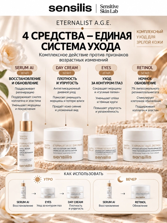 Антивозрастной набор для лица Sensilis Eternalist A.G.E., 4 средства