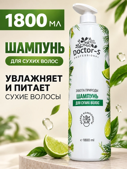 Doctor-S Professional shampun, quruq sochlar va qazg'oqqa qarshi parvarish, 1800 ml - 