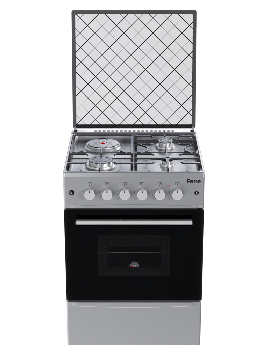 Газовая плита FERRE BT60G, 4 конфорки, газовая/комбинированная, электроподжиг, 60 см