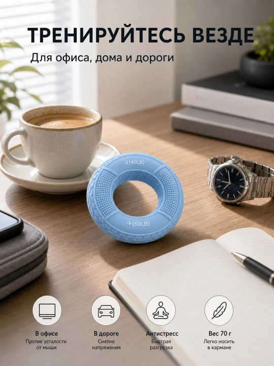 Кистевой эспандер силиконовый кольцо, тренажер для рук