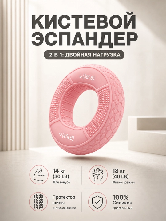 Кистевой эспандер силиконовый кольцо, тренажер для рук - 