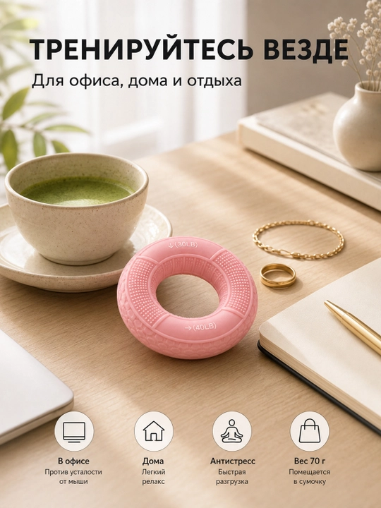 Кистевой эспандер силиконовый кольцо, тренажер для рук