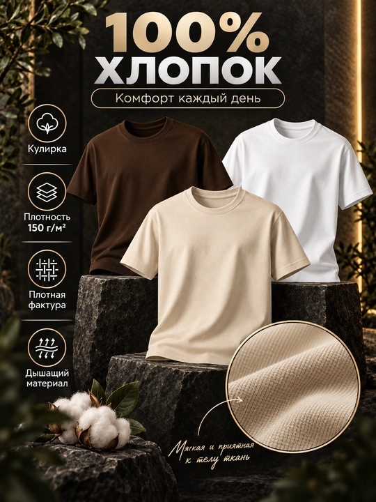 Erkaklar futbolkalari to‘plami HABRO, 3 dona, 100% paxta