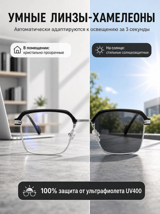 Очки для компьютера хамелеон, защита от синего света, UV400, унисекс