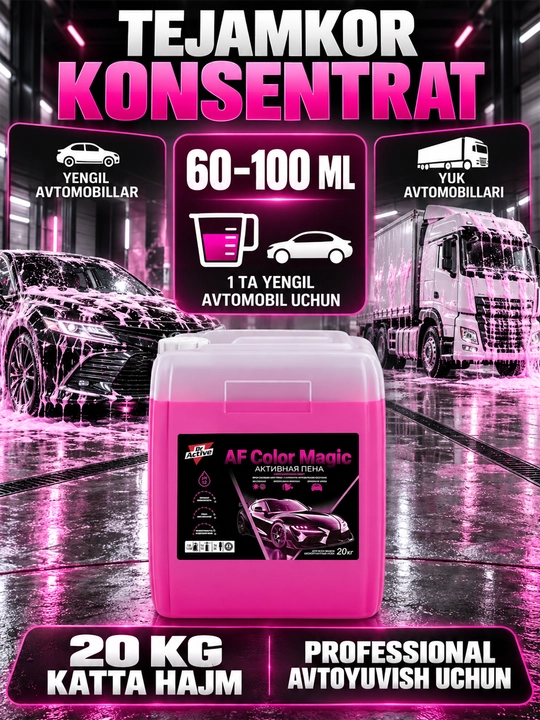 Dr.Active AF Color Magic rangli faol ko‘pik, kontaktsiz avtomobil yuvish uchun , 20 kg