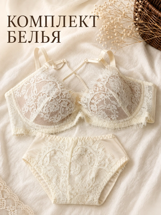 Комплект нижнего белья кружевное, бюстгальтер, трусы, лифчик пинтерест - 