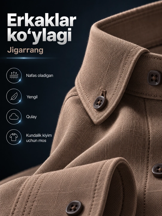 Erkaklar uchun klassik uzun yengli kundalik ko‘ylak, 9 xil rangda, M-XXL