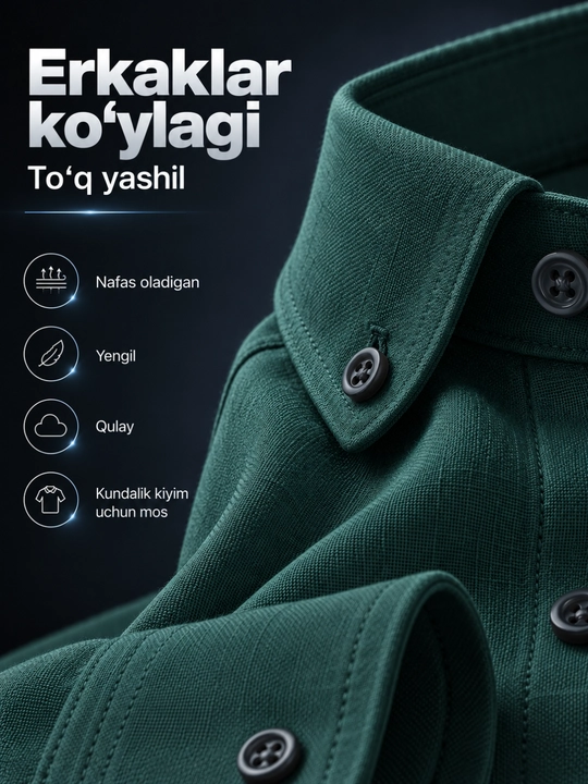Erkaklar uchun klassik uzun yengli kundalik ko‘ylak, 9 xil rangda, M-XXL