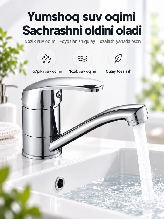Смеситель для кухни, однорычажный, для горячей и холодной воды, хромированный