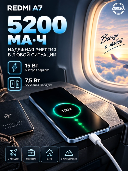 Smartfon Redmi A7 3GB/64GB, 6.88" 120Hz ekran, 5200 mAh akkumulyator