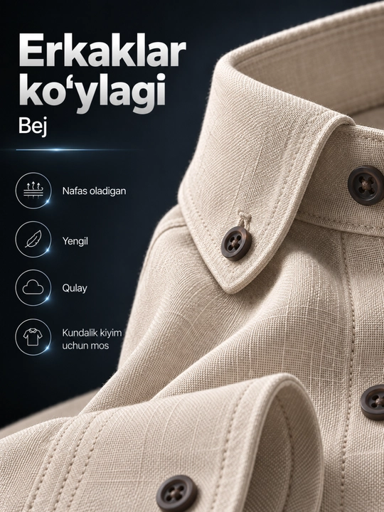 Erkaklar uchun klassik uzun yengli kundalik ko‘ylak, 9 xil rangda, M-XXL