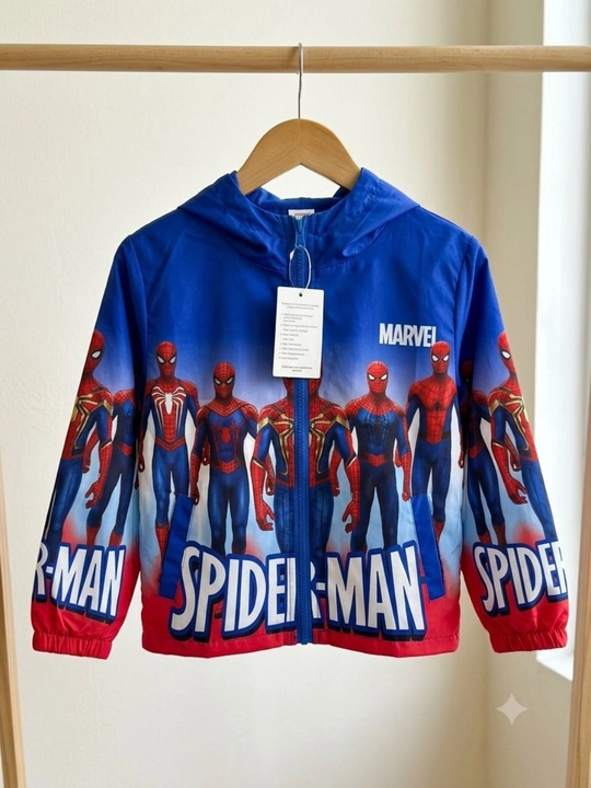 O‘g‘il bolalar uchun Spider-Man kurtka-vetrovka, kapyushonli yengil kurtka, mavsumiy kiyim - 