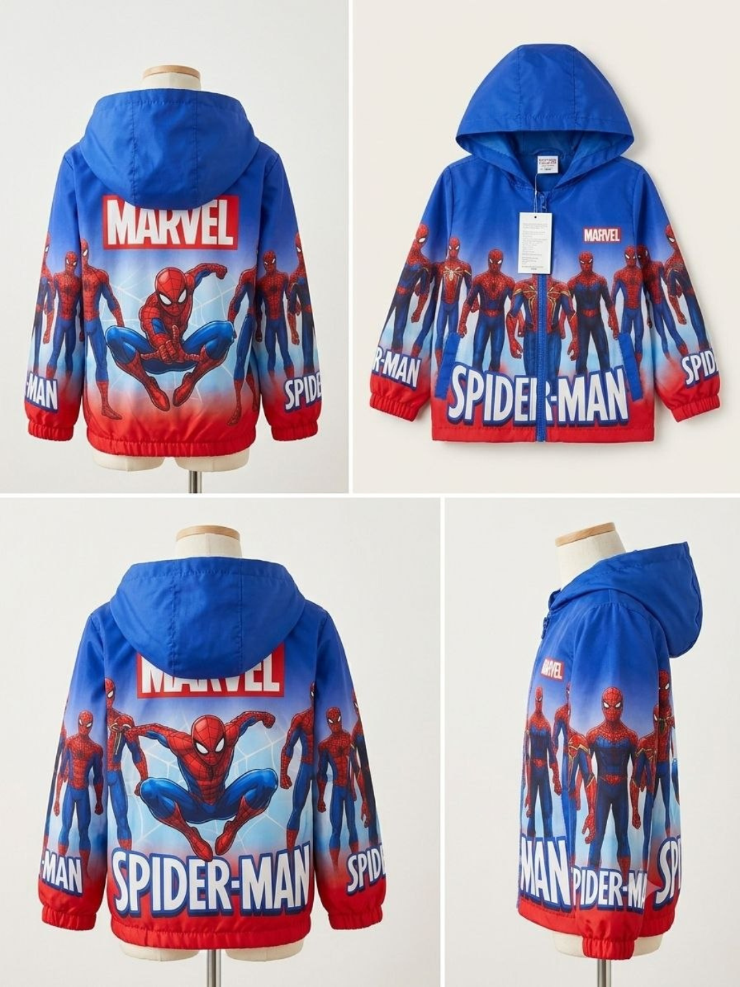Детская куртка-ветровка Spider-Man для мальчика, лёгкая куртка с капюшоном, верхняя одежда