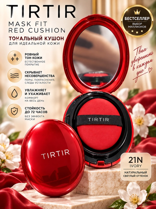 TIRTIR Mask Fit Red Cushion 21N Ivory — тональный кушон