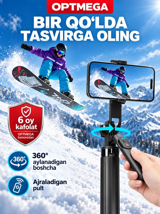 Штатив 6 В 1 ,Монопод для телефона+ 2 LED , Bluetooth, штатив для телефона 220 см, селфи