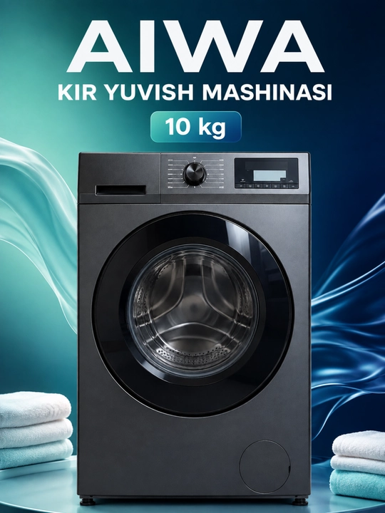 AIWA 10 kg avtomatik kir yuvish mashinasi, old tomondan yuklanadigan