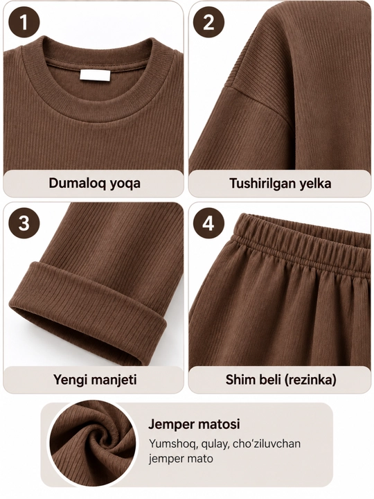 Ayollar dvoykasi, ayollar kostyumi, oversize kostyum, trikotaj dvoyka, sport kostyum