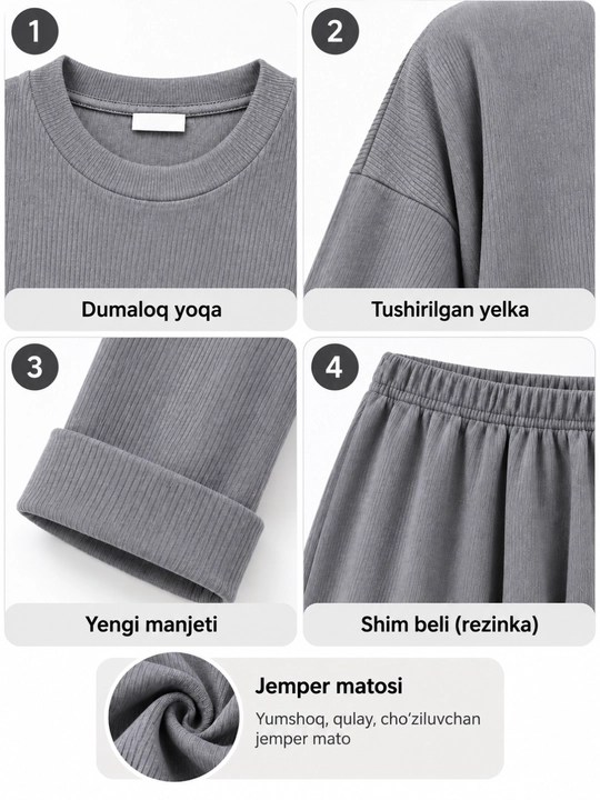 Ayollar dvoykasi, ayollar kostyumi, oversize kostyum, trikotaj dvoyka, sport kostyum