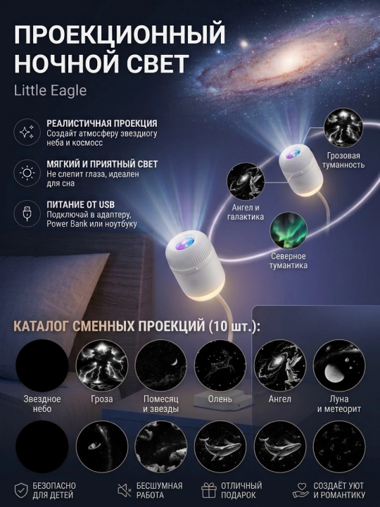 USB proyeksion tungi chiroq – almashadigan kosmik proyeksiya