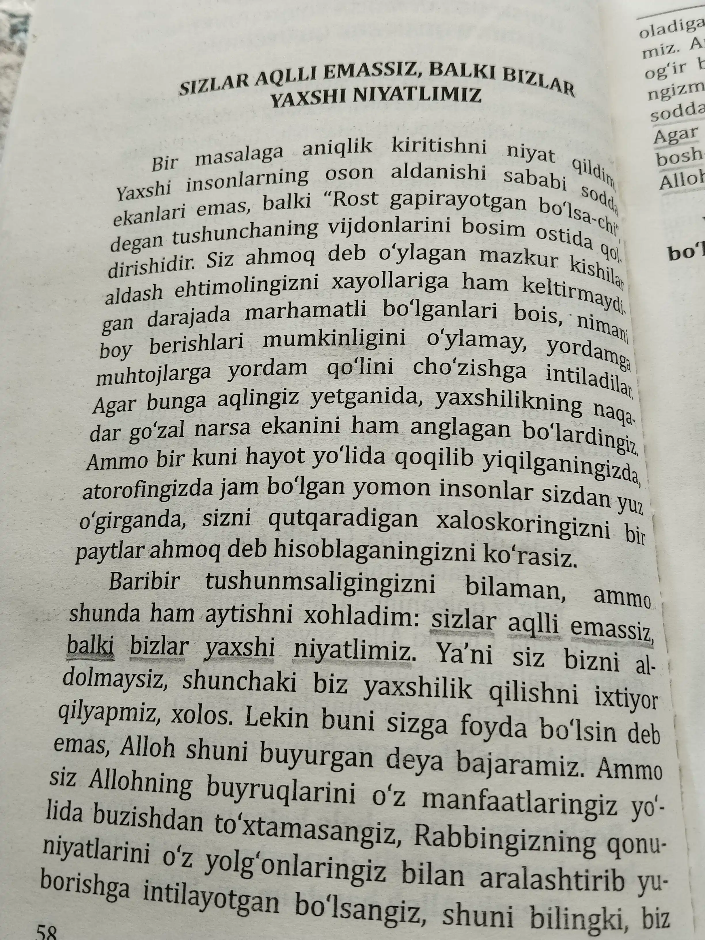Ohing Allohga omonat, Nabi Yildiz