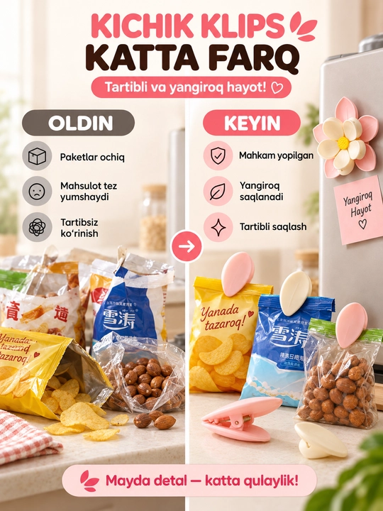 Магнитные клипсы для пакетов, зажимы для хранения продуктов, цветок, 10 шт