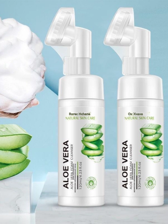 150 ml Yuzni yuvish tozalovchi namlovchi ko'pik aloe vera va cho`tkasi bilan