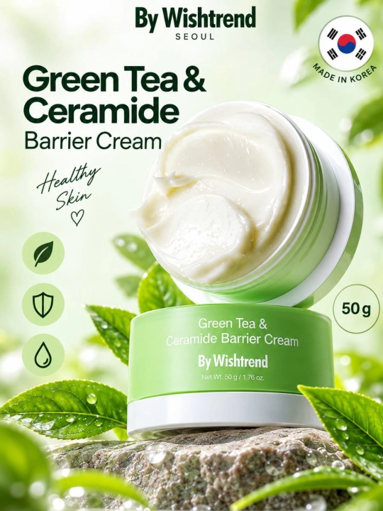 Cream By Wishtrend Green Tea & Ceramide Barrier Cream — yuz uchun krem, 50 g
