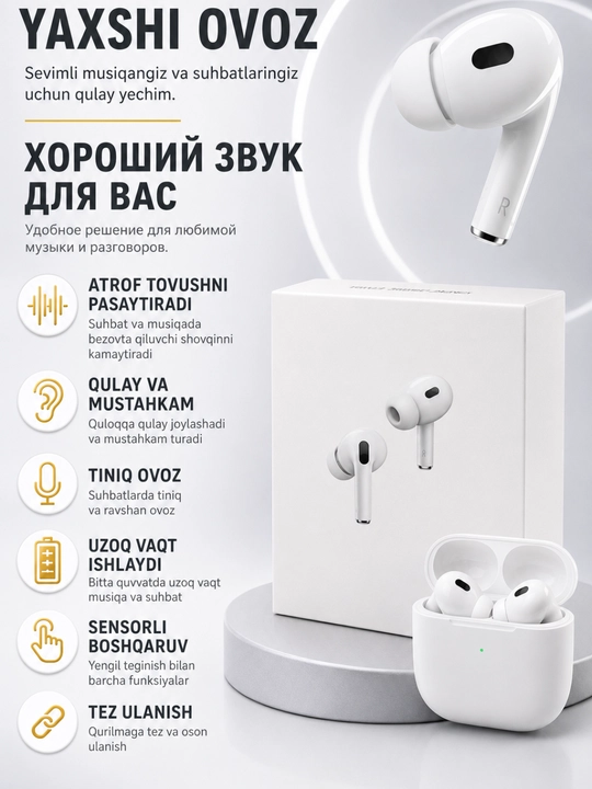 Quloqchin, naushnik,Simsiz quloqchin,musiqa tinglash va suhbatlashish uchun qulay