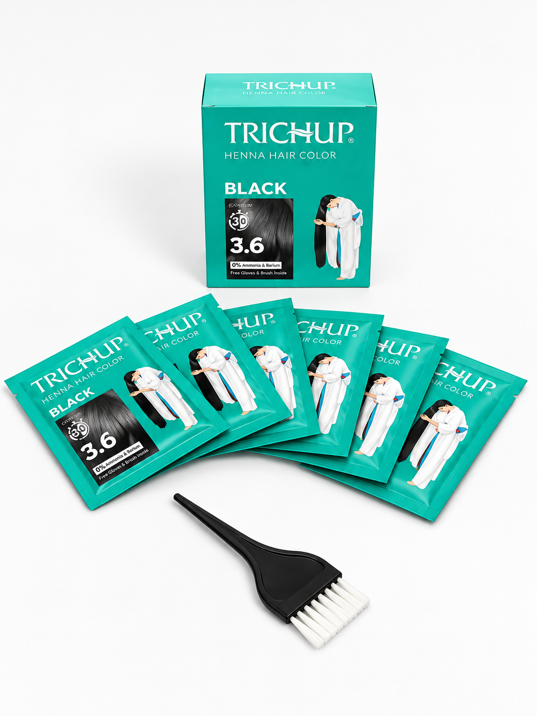 Trichup Henna Hair Color Black 3.6 — натуральная хна, чёрная краска для волос