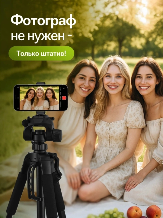 Professional shtativ 170 sm, metall, stabilizator, 360°, universal