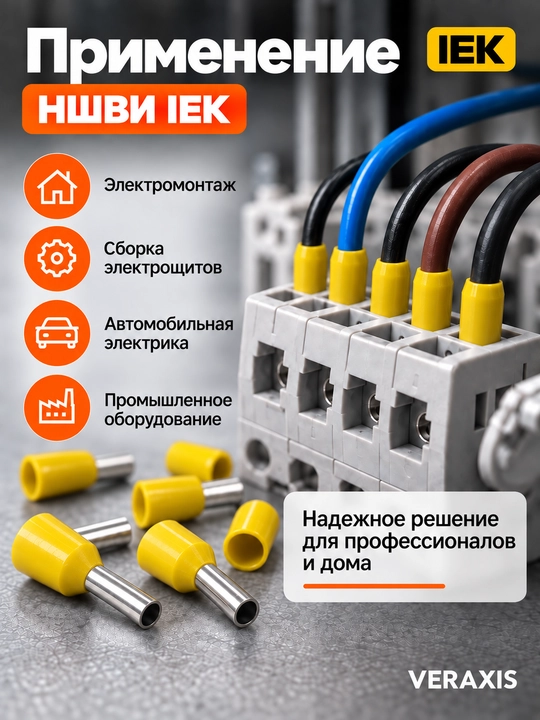 NShVI IEK 1,0-8 mm2 sariq uchlik, 100 dona