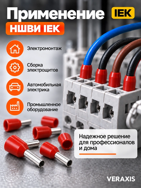 Наконечник НШВИ IEK 1,5–8 мм² красный, 100 шт