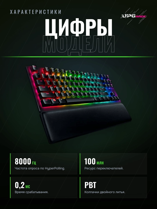 O'yin klaviaturasi Razer Huntsman V2 TKL optik, chiziqli Red/Purple, 8000 Gts, PBT