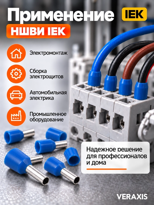 Наконечник НШВИ IEK 2,5–8 мм² синий, 100 шт