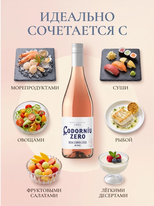 Codorniu Zero Rose pushti vinosi, alkogolsiz, 0,75 litr