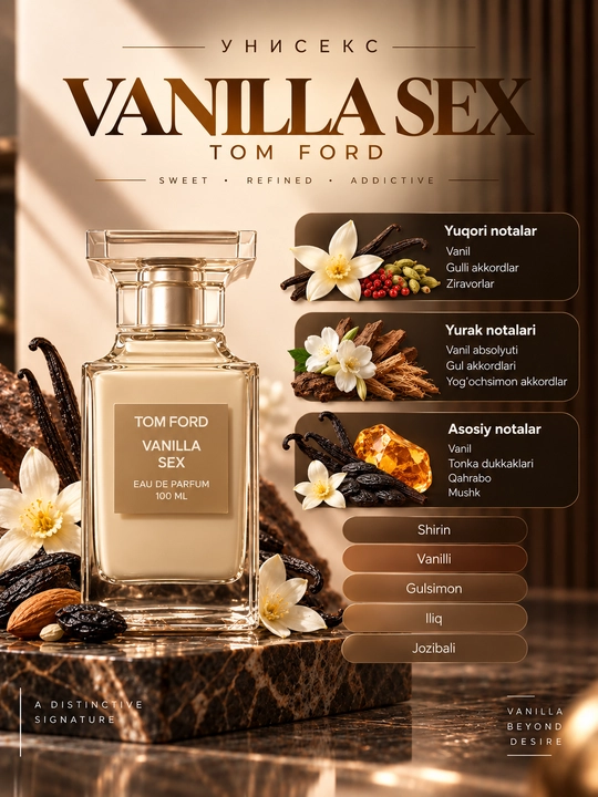 Ayollar uchun parfumlangan suv Tom Ford Vanilla Sex, 30ml Shvetsariya
