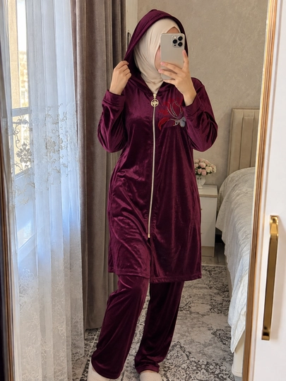 Ayollar to‘plami velyur xalat baxmal shim dvoyka uy kiyimi qulay ayollar kostyumi sovg‘a