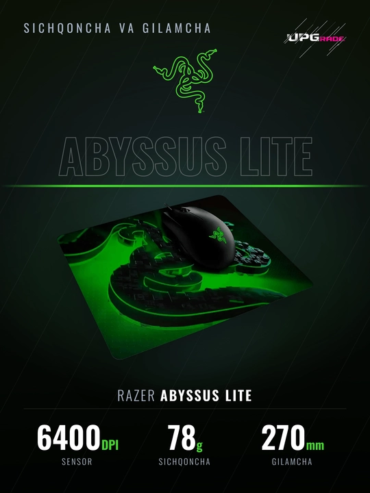 Razer Abyssus Lite to'plami: o'yin sichqonchasi va Goliathus Mobile Construct gilamchasi