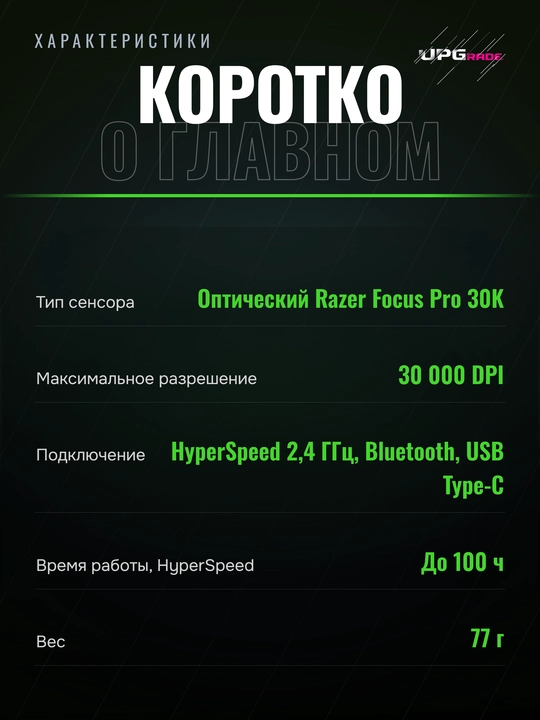 O'yin sichqonchasi Razer Cobra Pro simsiz, 30000 DPI, Chroma RGB 11 zona, 77 g