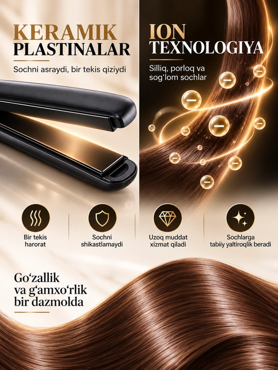 Soch tekislagich MAC Styler 5576, professional soch dazmoli, turmaklash va tekislash uchun