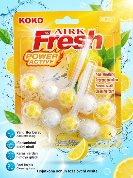 Hojatxona uchun tozalovchi blok KOKO WC Airk Fresh Power Active, shariklar - 