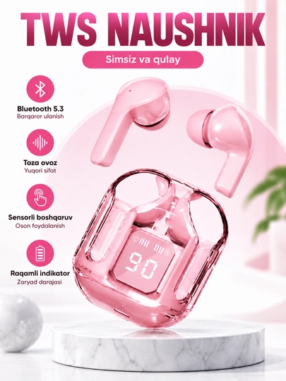 Displey va mikrofonli Air31 simsiz quloqchinlari, iOS va Android uchun - 