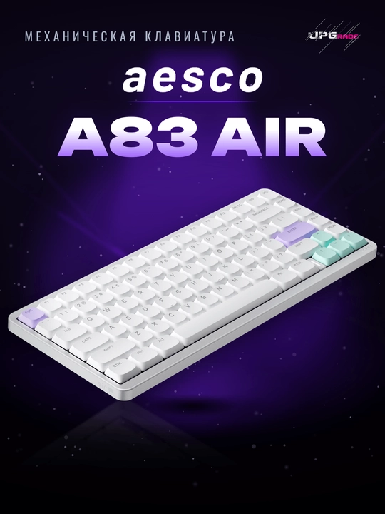 Mexanik klaviatura Aesco A83 Air simsiz, 83 tugma, past profilli, hot-swap, RGB - 