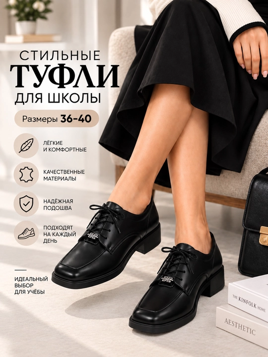 Qizlar uchun maktabga 36-40 lakli tufli - 