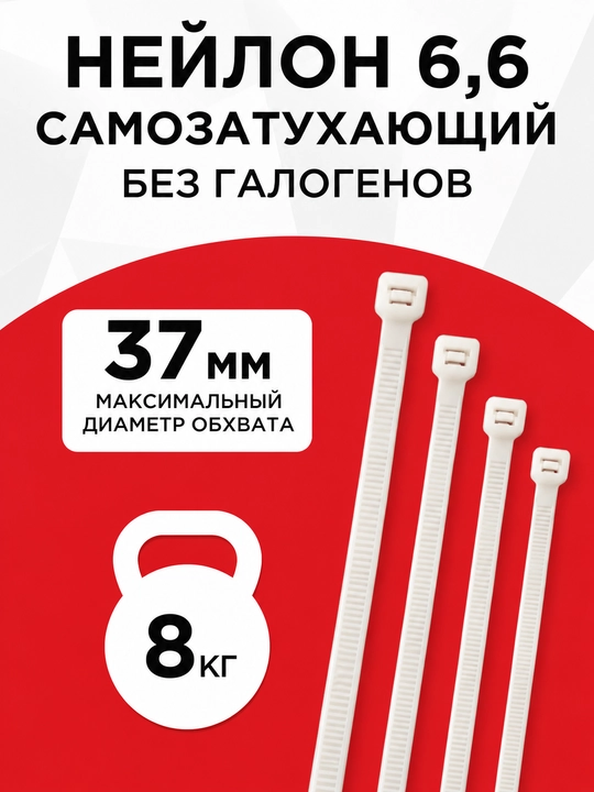 Kabel qisqichi IEK 2,5 × 150 mm neylon, 100 dona.